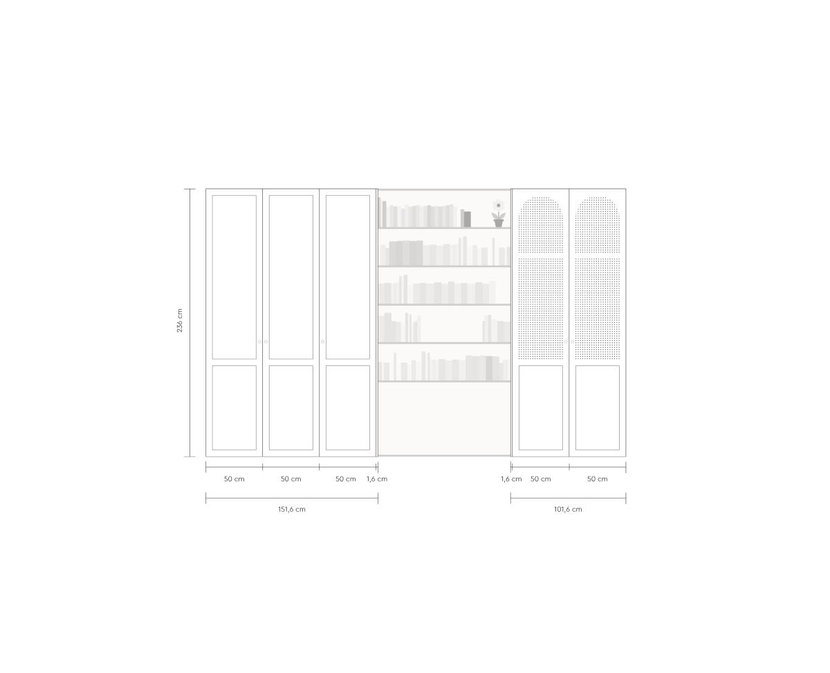 Plan wardrobe-bookcase